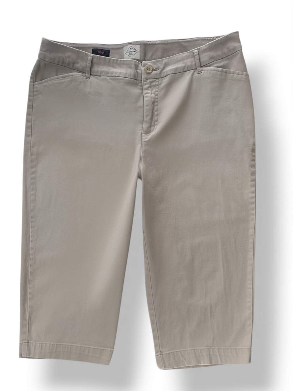 Chino Capri Classic Flat Front 4 Pocket Tan Khaki Women’s Plus 18W